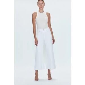 Pistola Lana Crop Cuff High Rise Ultra Wide Leg- Vivid White